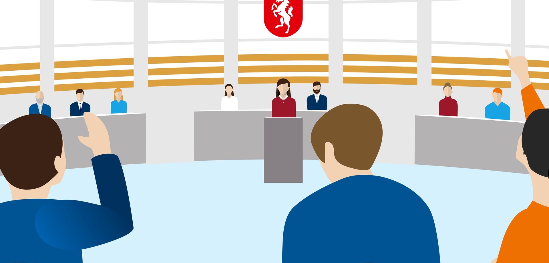 Bild zeigt eine Illustration des Plenarsaals.